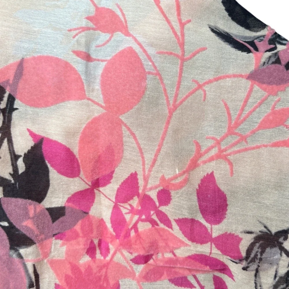 Talbots Floral Flocked Cotton Silk Wrap Scarf One Size